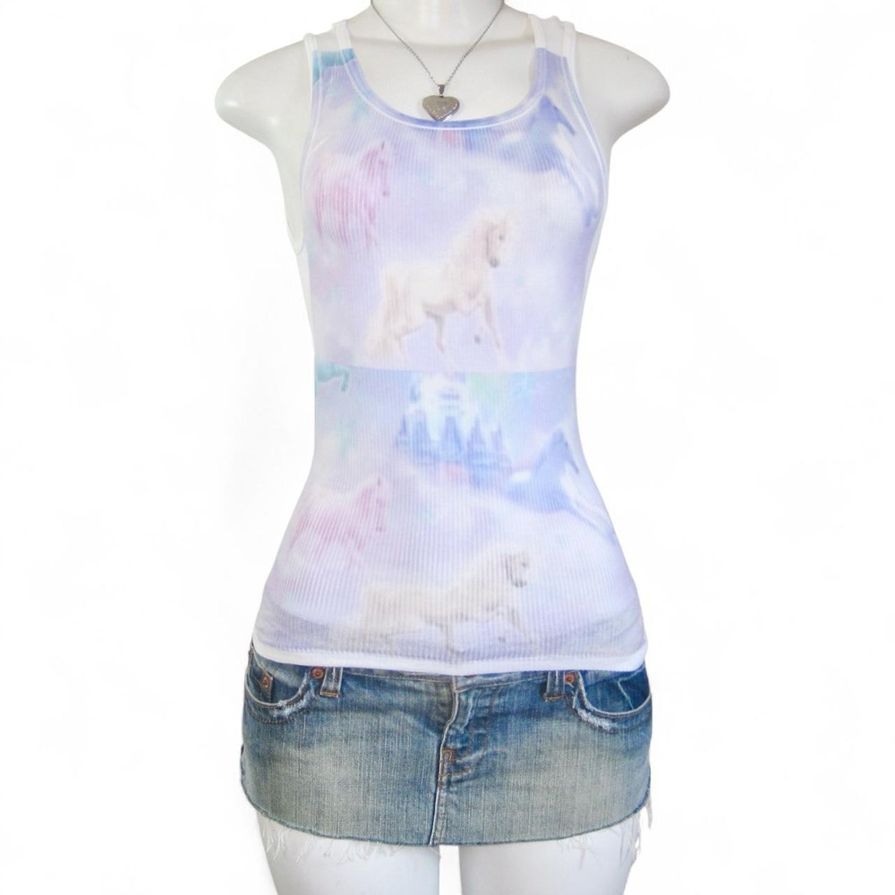 pastel unicorn pink y2k tank top